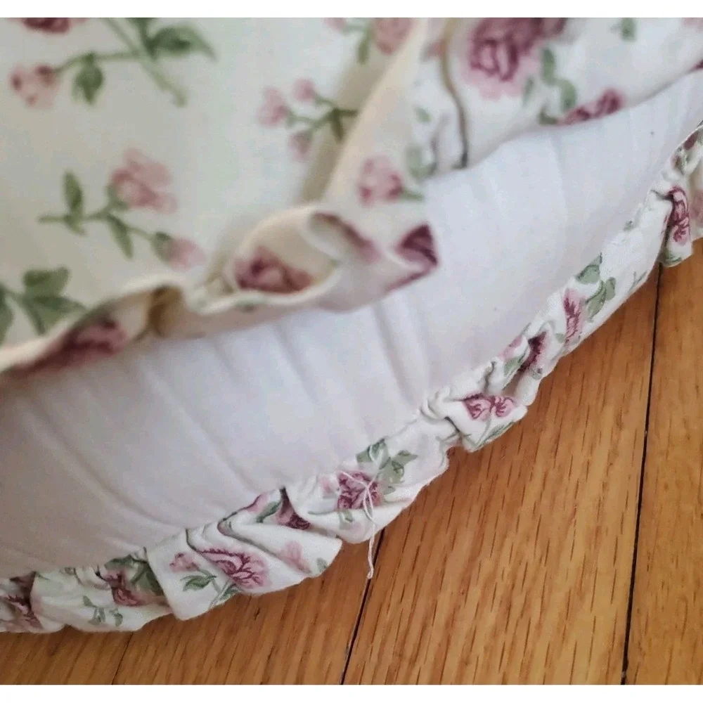 Vintage Floral Pillow Set Quilted Rose Cottagecore Throw Pillows Two Sided